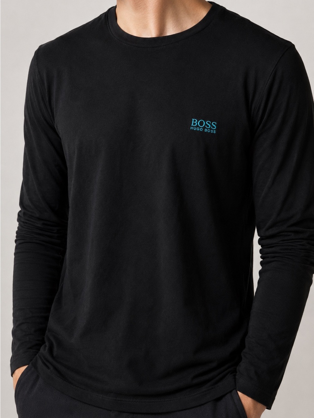 BOSS Hugo Boss Black Long Sleeve Logo T-Shirt Men’s Small old money